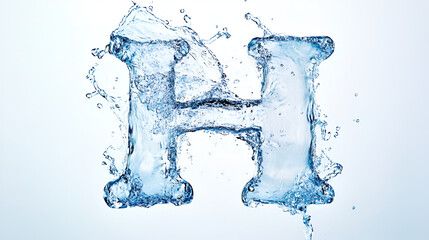H written by water on white background