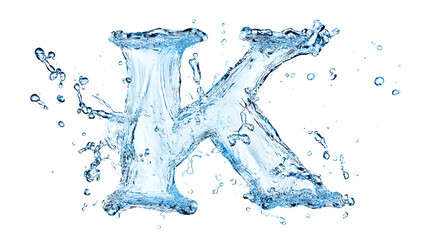 K written by water on white background