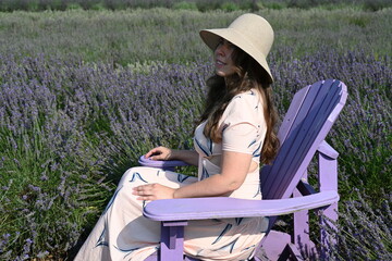beautiful young woman in lavender field