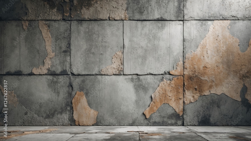 Poster textured grunge cement wall background with abstract patterns and weathered elements for industrial 