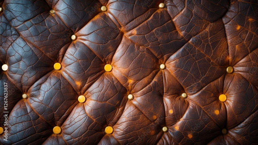 Poster luxurious leather texture background with polished studs and soft lighting for elegant design projec