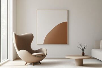 minimalist interior with armchair and abstract painting
