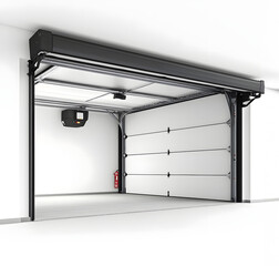 Automatic Garage Door with Opener on White Background