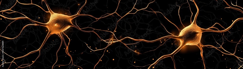 Poster a striking image of interconnected neurons, showcasing their intricate structures against a dark bac