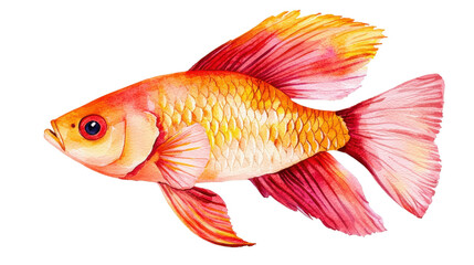 Fototapeta premium A vibrant goldfish swimming gracefully, showcasing its colorful fins and scales., transparent background.