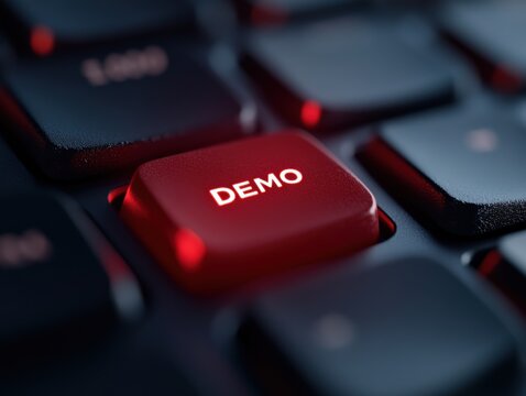 demo button on illuminated computer keyboard
