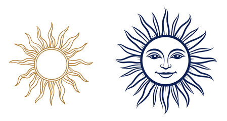 Fototapeta premium Artistic representation of the sun and moon symbols on a vibrant background., transparent background.