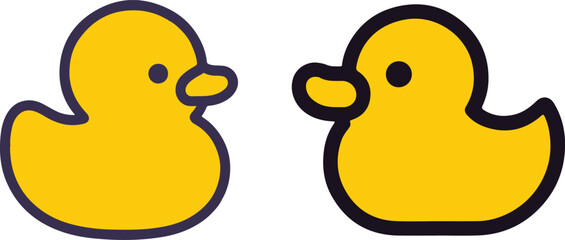 Cute Yellow Rubber Ducks Facing Each Other with Minimalist Design