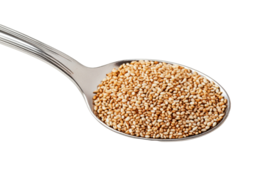 Close-up of a spoonful of healthy, nutritious seeds for a wholesome diet., transparent background.