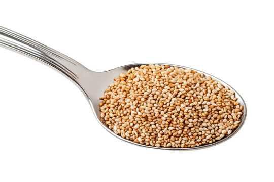 Close-up of a spoonful of healthy, nutritious seeds for a wholesome diet., transparent background.