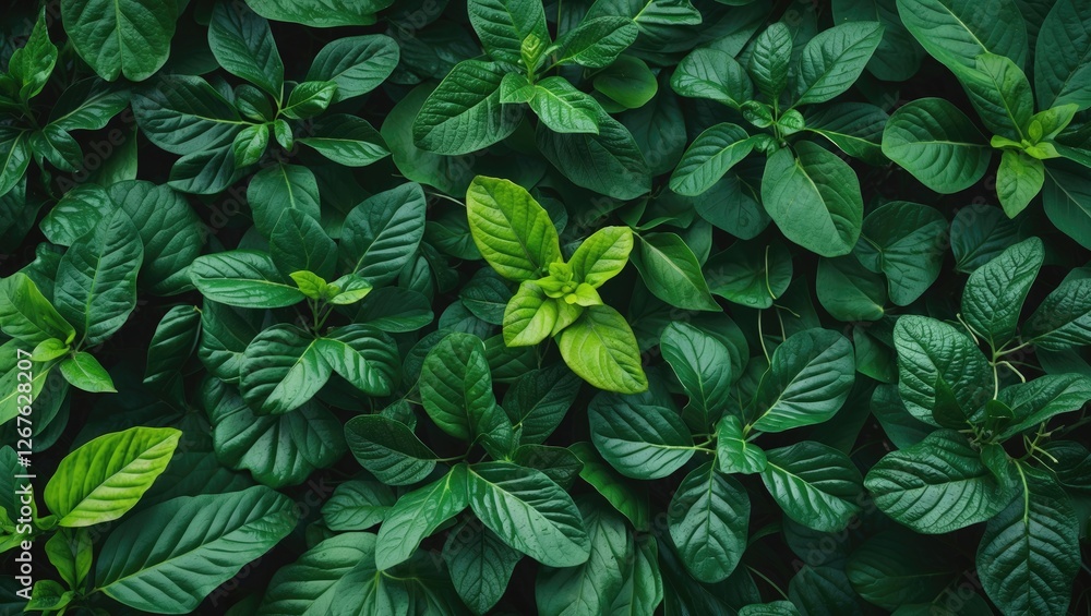 Poster lush green leaf background texture with vibrant foliage and copy space for text ideal for nature-the
