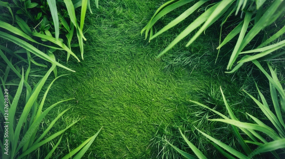Aufkleber lush green grass background from above ideal for nature themes and garden concepts perfect for creat
