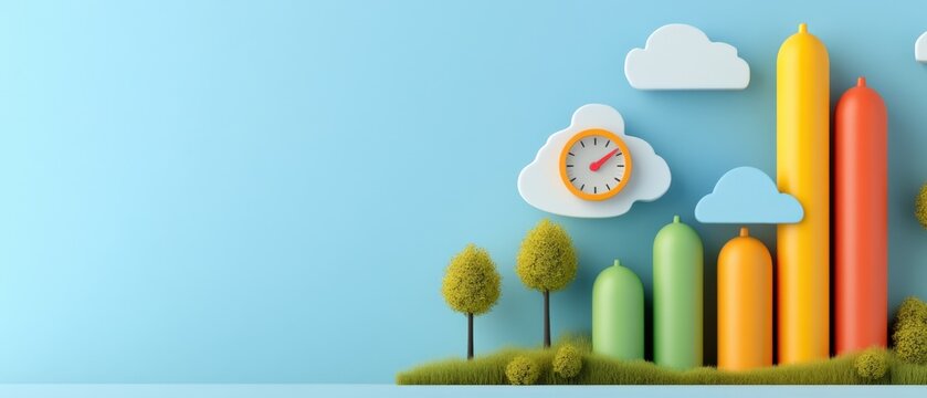 Cartoon Time Management and Business Growth Concept