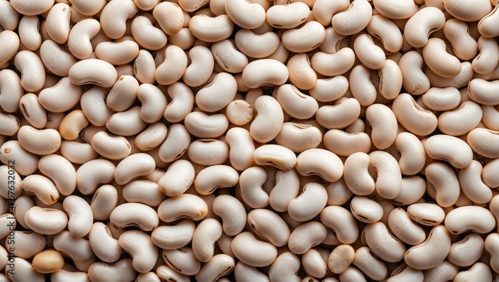 Poster great northern beans close-up texture showing smooth surface and natural color ideal for culinary or