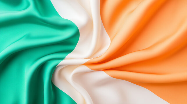 Irish flag waving gracefully, symbol of St. Patrick’s Day - Powered by Adobe