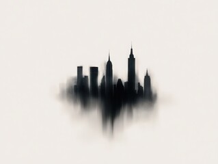 Fototapeta premium Abstract City Silhouette: A wide-angle pencil sketch of a distant city skyline, where futuristic skyscrapers fade into the background. 