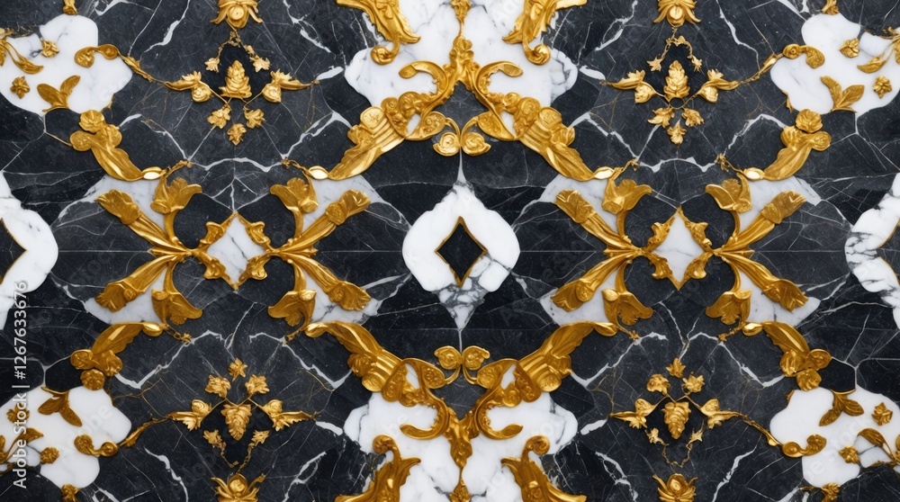 Poster elegant gold and white patterned dark gray marble background for luxury product design textured surf