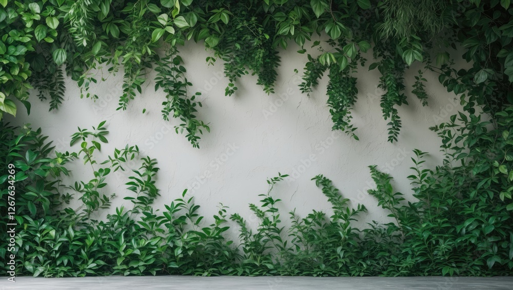 Aufkleber lush greenery wall foliage background providing natural textured space for design elements and text 