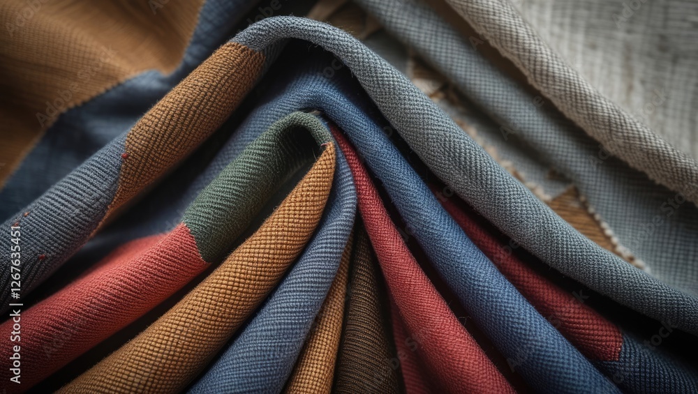 Poster textured fabric close-up showcasing vibrant colors and intricate patterns ideal for design and texti