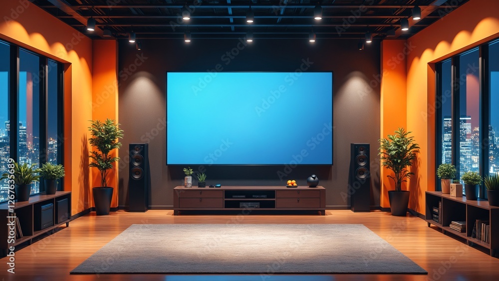 Poster empty room or gaming background for product placement or showcase