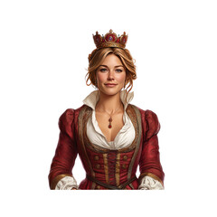 Portrait of a Beautiful Queen in a Renaissance-Style Gown and Crown