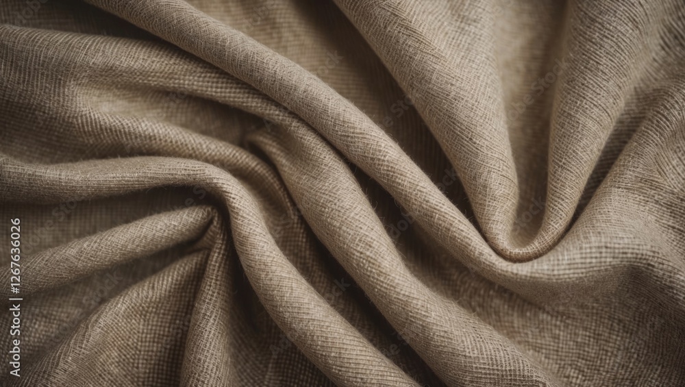 Poster detailed close-up of a beige textured fabric showcasing intricate patterns and soft draping for styl
