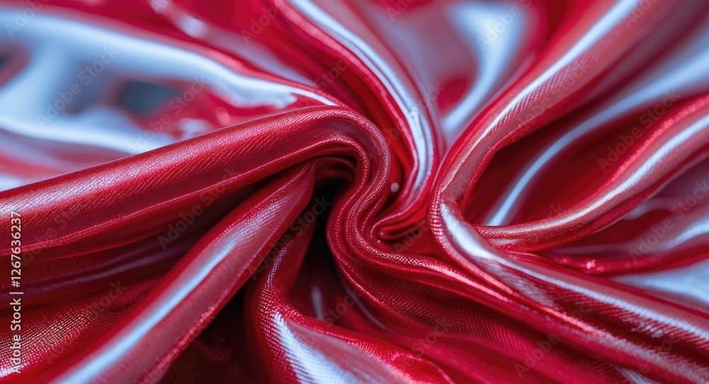 Poster glossy red fabric texture with soft folds and intricate weaving highlights luxury and elegance suita