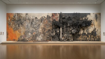 Museum Exhibit Abstract Cityscape Painting