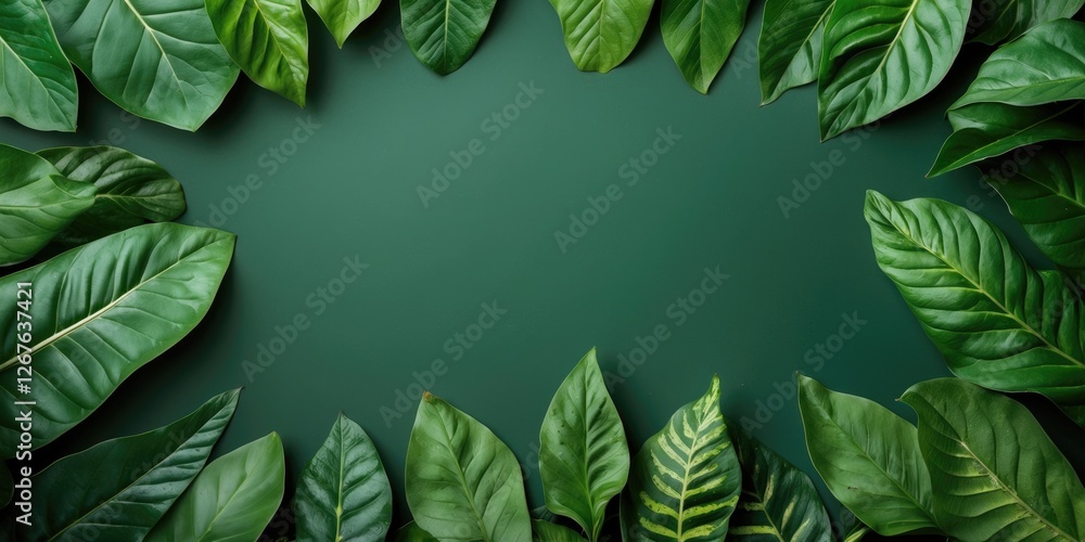 Poster Lush Green Leaf Background Ideal for Posters or Writing Projects Featuring Ample Blank Space for Customized Text Addition