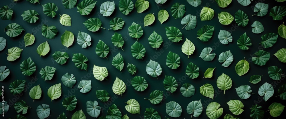 Aufkleber lush green leaf pattern background ideal for natural themes and eco-friendly designs on dark surface