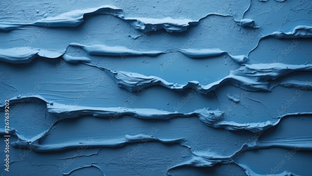 Poster Textured blue paint wall background with a dynamic wave pattern showcasing depth and artistic flair ideal for modern design projects.