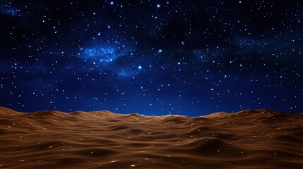 Obraz premium A serene landscape under a starry night sky with undulating, sandy terrain.