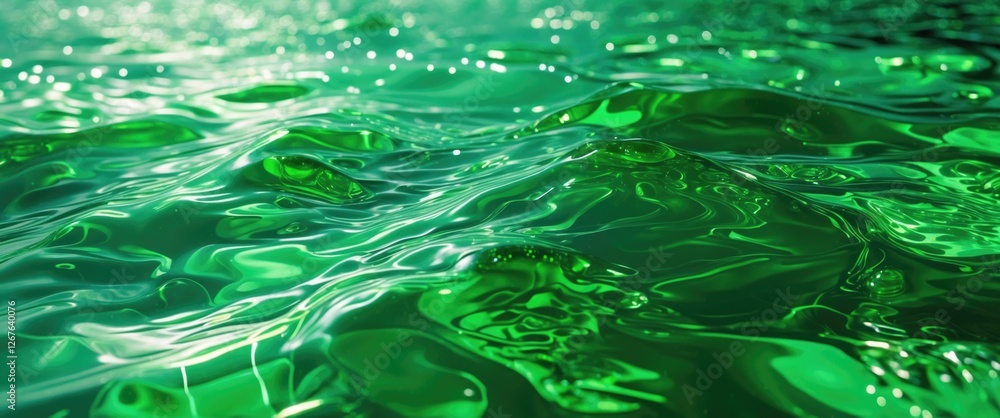 Leinwandbilder vibrant green water texture flowing with light reflections ideal for uses in backgrounds or design p