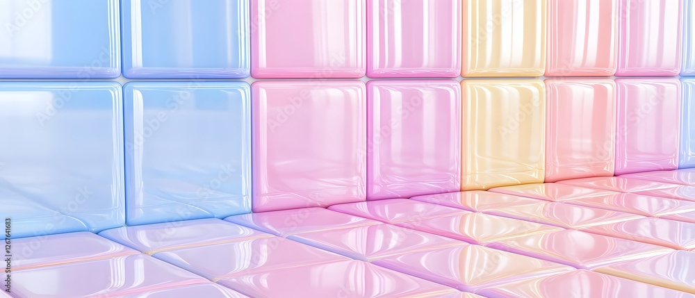 Poster a row of colorful squares with a light pink square in the middle