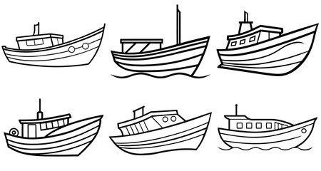Boat Outline Coloring Page Printable Line Art Drawing