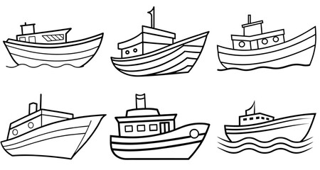 Boat Outline Coloring Page Printable Line Art Drawing