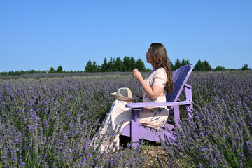 beautiful young woman in lavender field