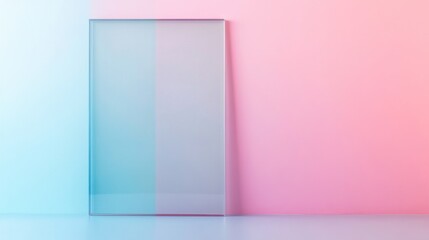 Pastel Glass Panel Against a Pink and Blue Wall