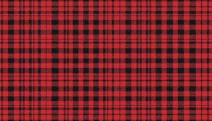 Red Black Lumberjack plaid seamless pattern. Generated image