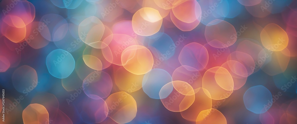 Poster vibrant abstract bokeh lights background with soft focus and blank space for customizable text or gr