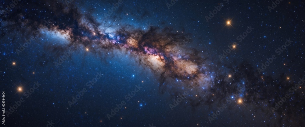 Poster galactic nebula and star field in deep space stunning high definition background for cosmic and astr