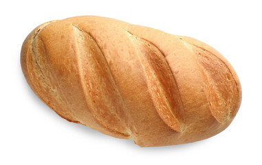 One freshly baked bread isolated on white, top view