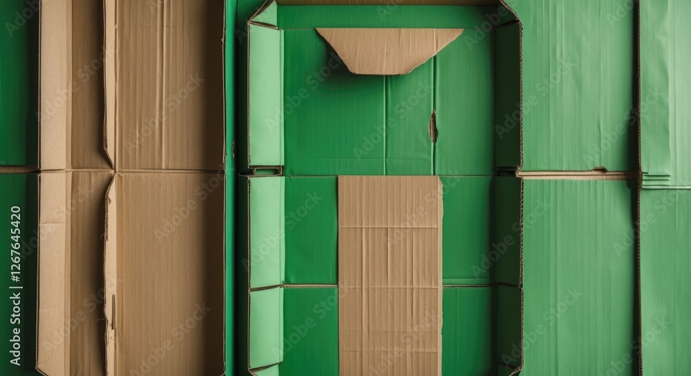 Poster retro green and brown cardboard texture background with geometric shapes ideal for packaging and art