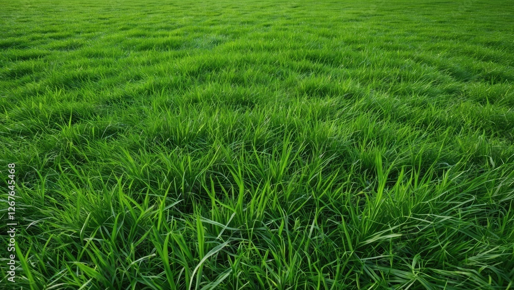 Fototapete Lush Green Grass Texture Background in Park with Abundant Vegetation and Ample Space for Text Overlays and Design Elements