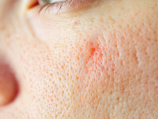 Naklejka premium Close-up of irritated skin with mosquito bite mark.