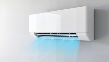 Sleek white air conditioner unit cooling a modern home interior, comfort