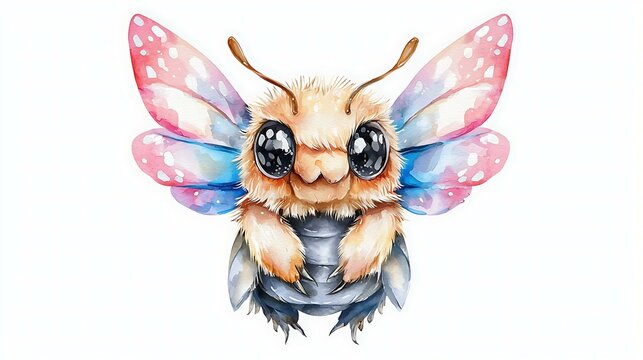 A chibi strepsiptera with a unique shape, looking mysterious, isolated on a white background