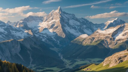 Majestic mountain panorama showcasing Giewont massif with three distinct peaks, ideal for nature-themed designs and promotional materials.