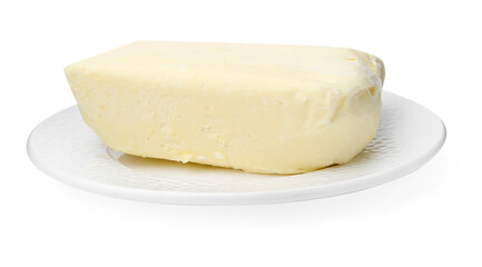 Block of tasty butter isolated on white