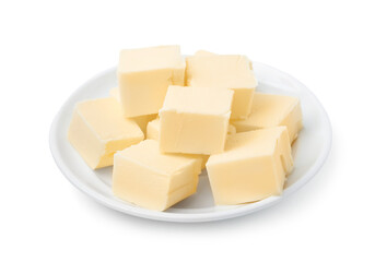 Pieces of fresh butter isolated on white